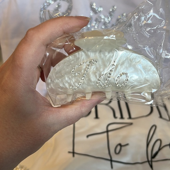 BRIDE BUNDLE Rhinestone Tank, Graphic Tee, Sunglasses, Mirror, Hair Tie & Clip - Picture 5 of 7